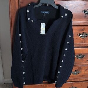 Simply Southern Midnight Sweater with Pearl Details